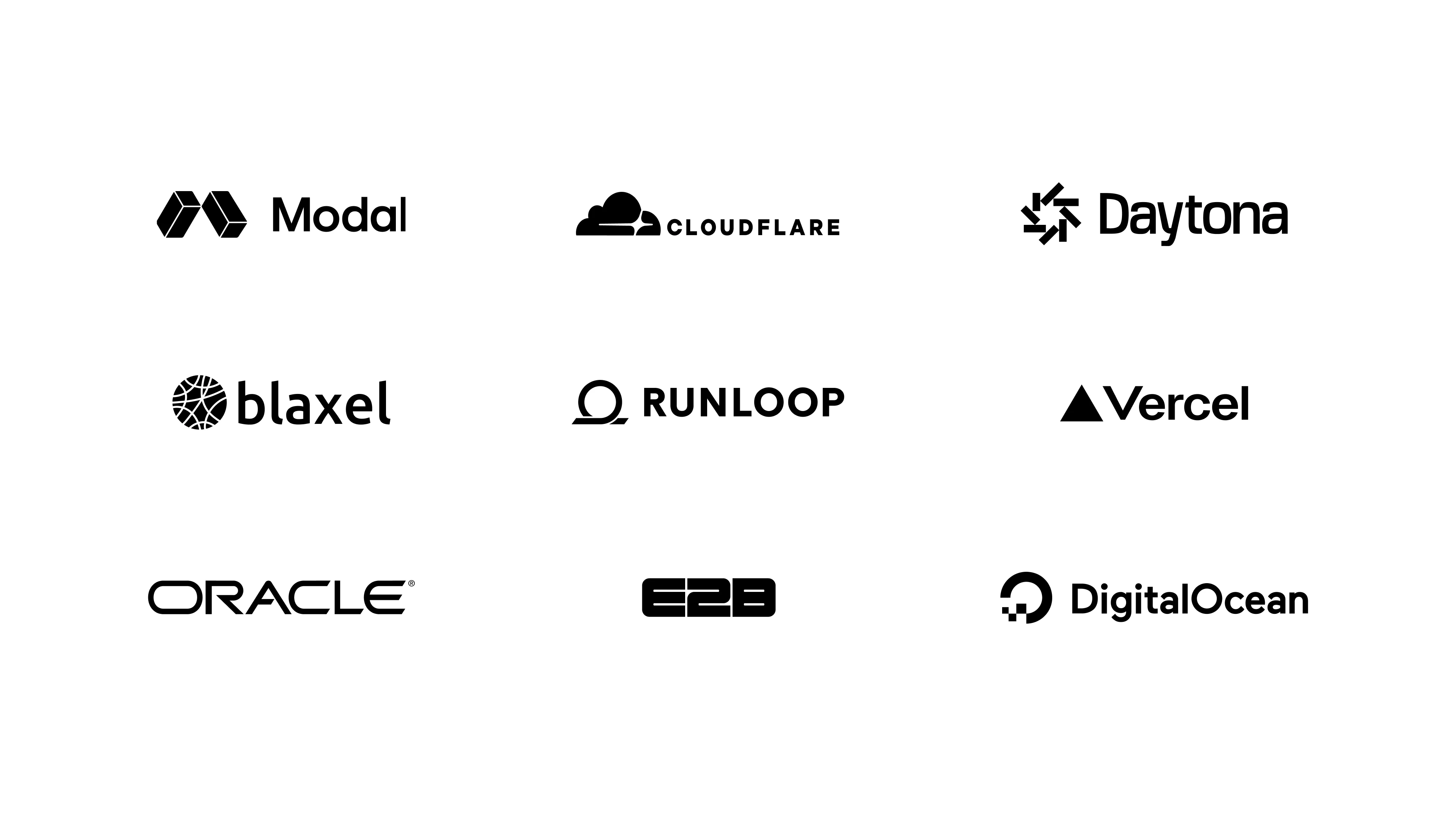 沙箱合作伙伴:Modal、Cloudflare、Daytona、Blaxel、Runloop、Vercel、Oracle、E2B 和 DigitalOcean。
